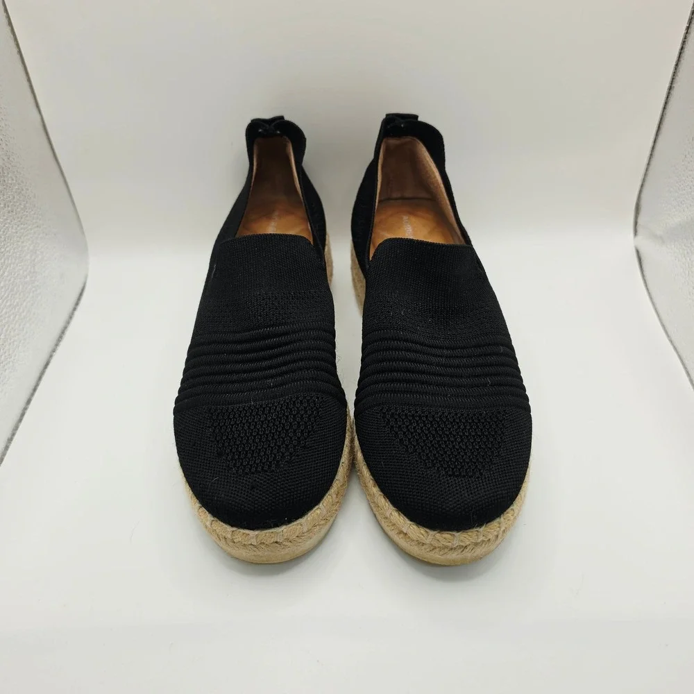 Adrienne Vittadini Niko Espadrille Sneakers Womens 7.5 Black Knit Platform